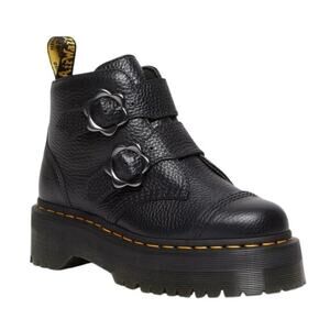 Dr. Martens DEVON FLOWER BUCKLE LEATHER PLATFORM BOOTS NWOT